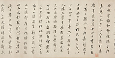 Epitaph for Wang Jihuan and his Wife, Madame Min, Dong Qichang (Chinese, 1555–1636), Handscroll; ink on paper, China